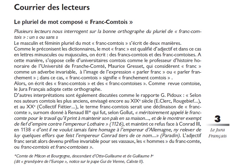Le Jura Français Courrier des lecteurs N°302 page 3