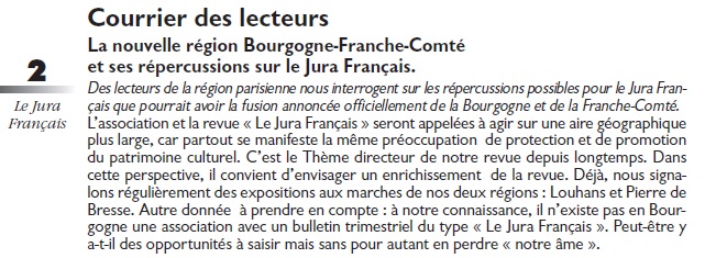 Le Jura Français Courrier des lecteurs N°303 page 2