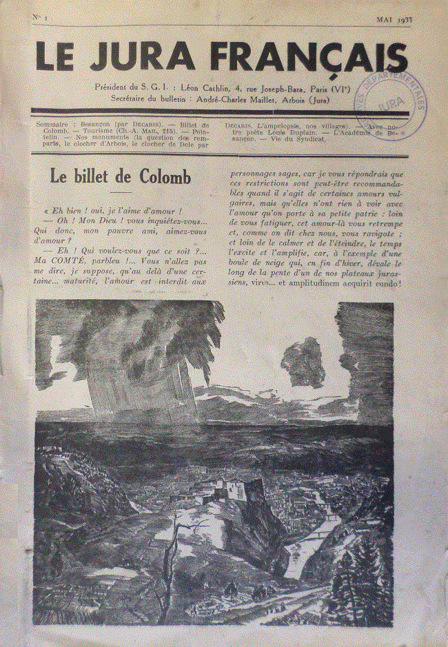 Le Jura Français Editorial N°1 1933