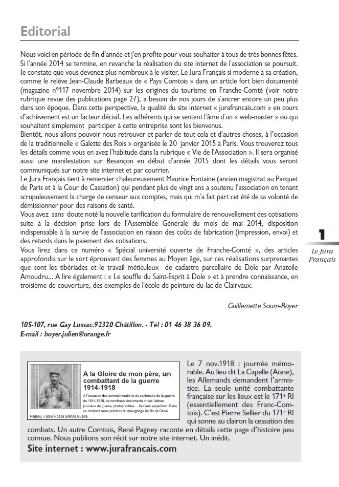 Le Jura Français Editorial N°304 page1