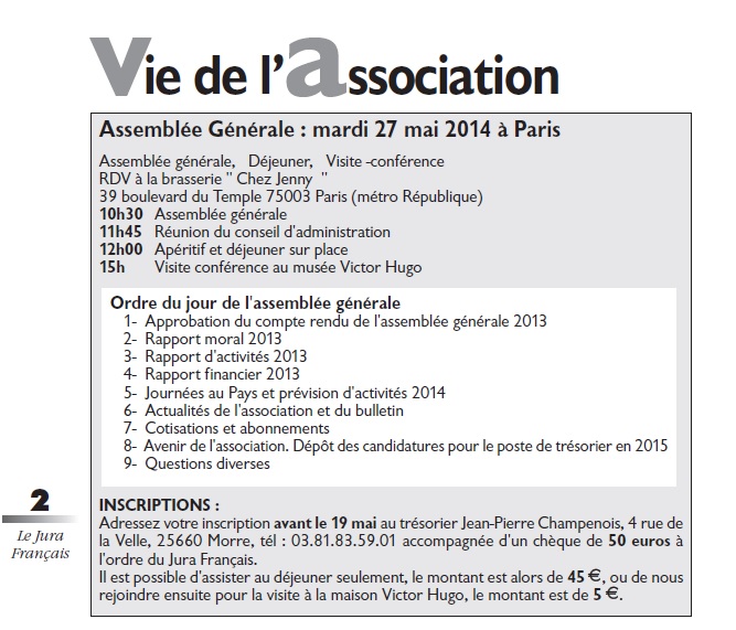 Le Jura Français Vie de l'association N°301 page 2