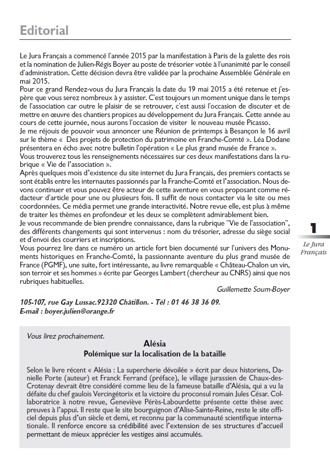 Le Jura Français Editorial N°305