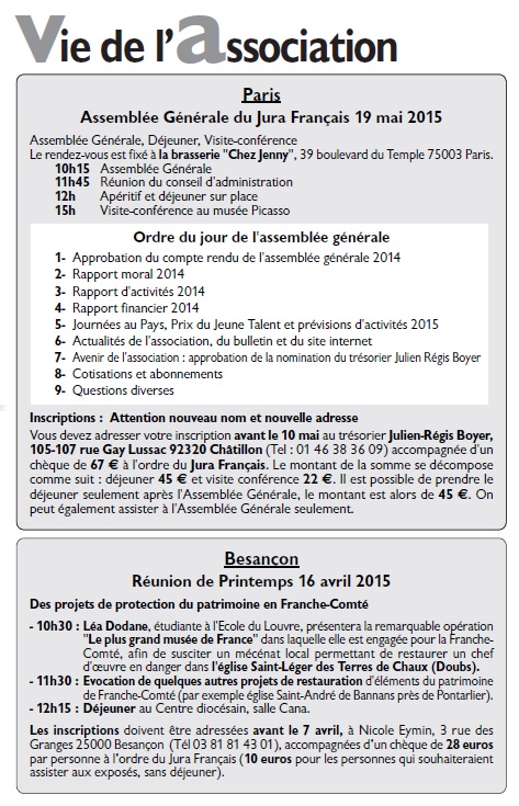 Le Jura Français Vie de l'association N°305