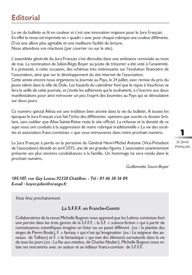 Le Jura Français Editorial N°306