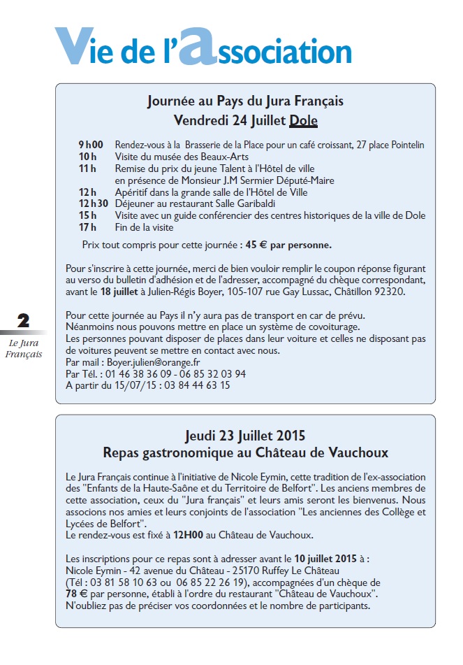 Le Jura Français Vie de l'association N°306