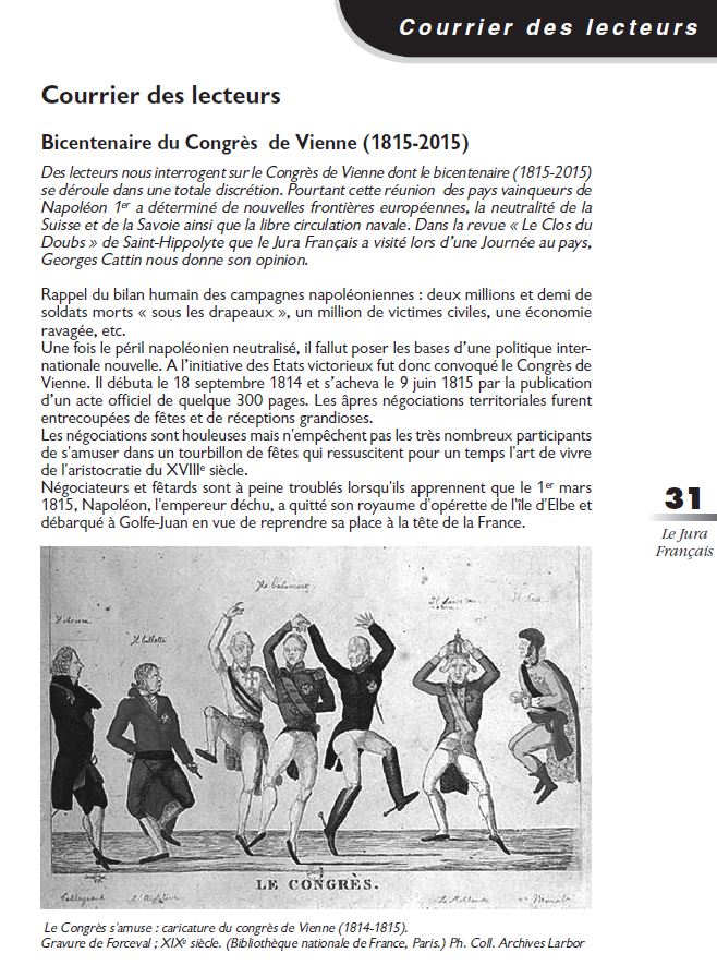 Le Jura Francais Courrier des lecteurs N 307 page 31