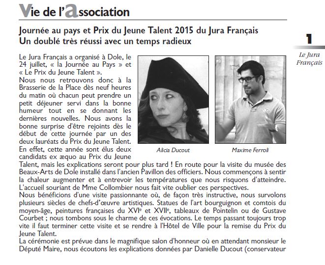 Le Jura Francais Vie de l association N 307 page 1