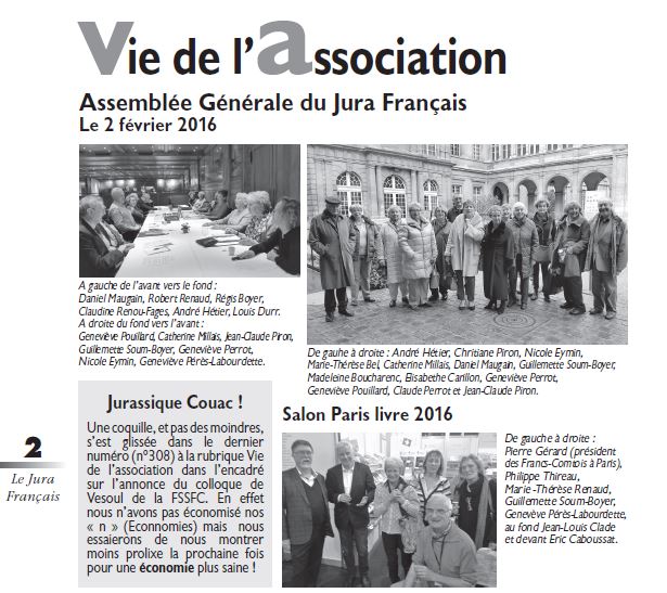 Le Jura Francais Vie de l'association N 309 page 2