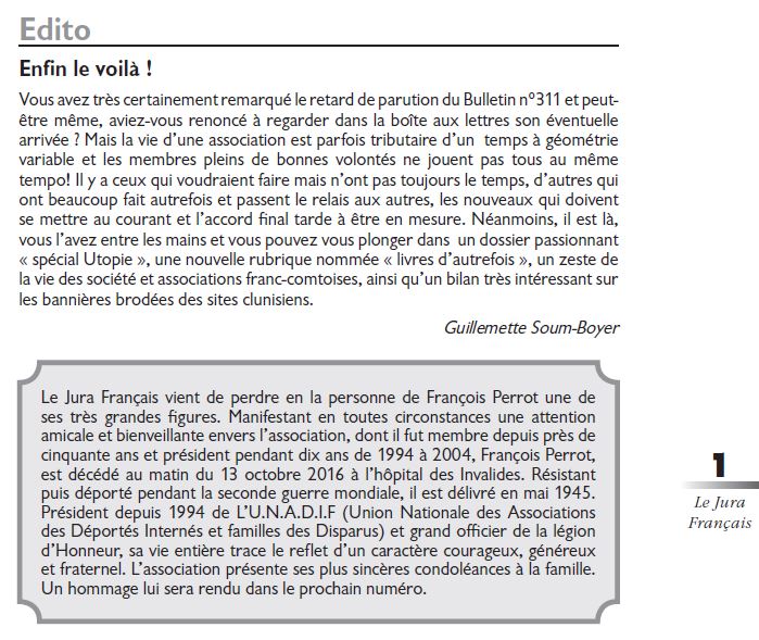 Le Jura Français Editorial N°311 page 1 Le Jura Francais Editorial N°311 page 1