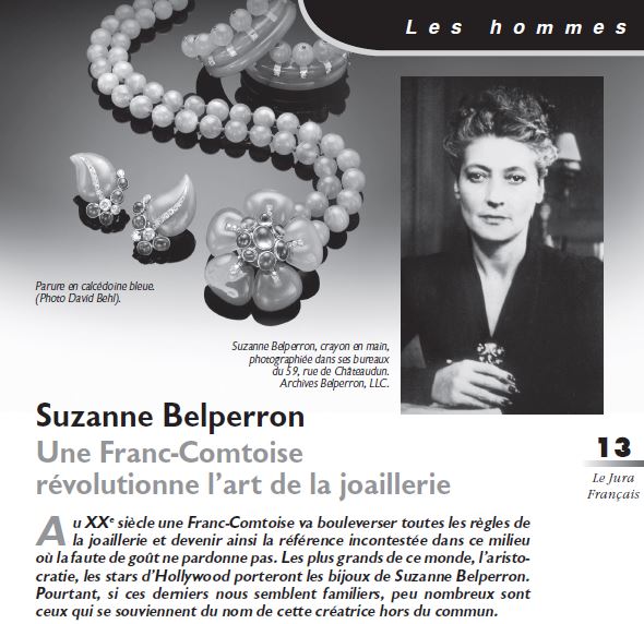 Le Jura Français Les hommes N°310 page 13 - Suzanne Belperron Une Franc-Comtoise révolutionne l’art de la joaillerie Le Jura Francais Les hommes N°310 page 13
