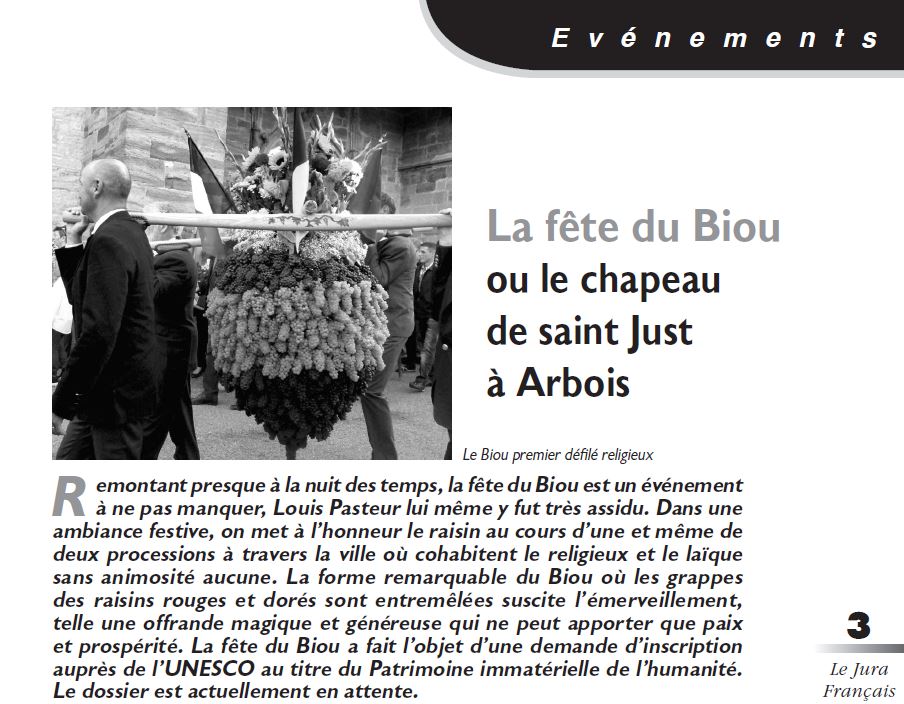 Le Jura Français Evénements N°317 page 3 La fête du Biou Le Jura Francais Evénements N 317 page 3