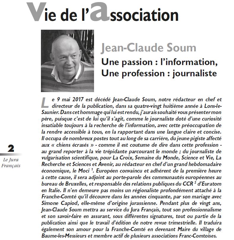 Le Jura Francais Vie de l'association N 315-316 page 2