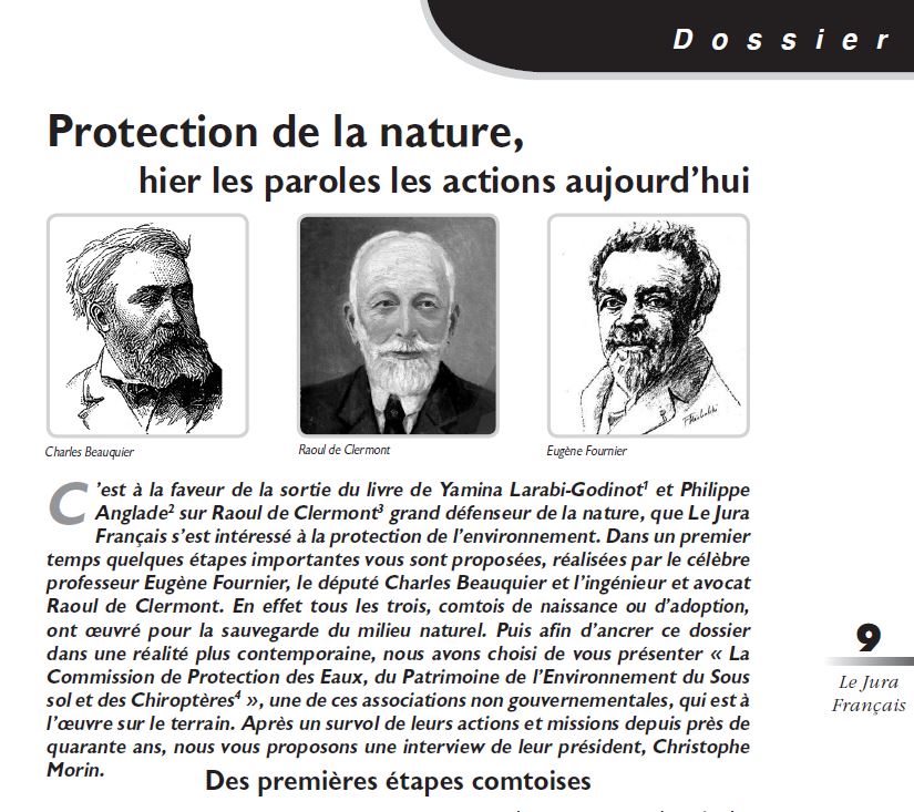Le Jura Français Dossier N°319 page 9 Protection de la nature hier les paroles les actions aujourd'hui Le Jura Français Dossier N 319 page 9