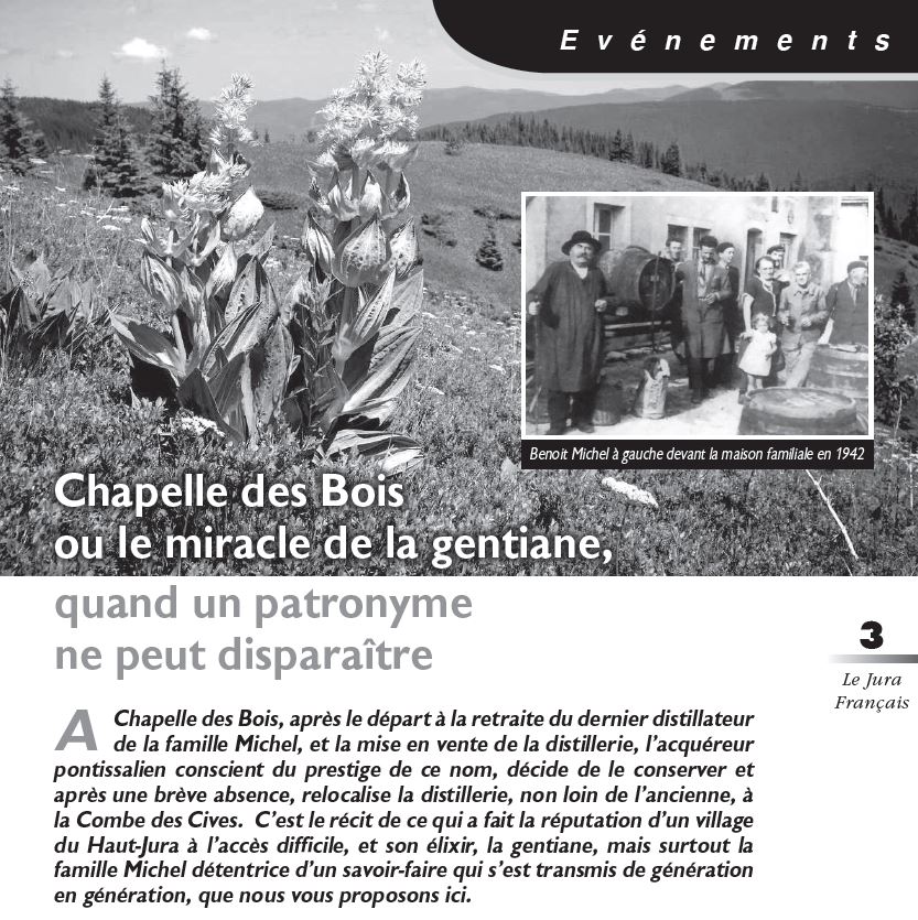 Le Jura Français Evénements N°319 page 3 Chapelle des Bois ou le miracle de la gentiane Le Jura Français Evénements N 319 page 3