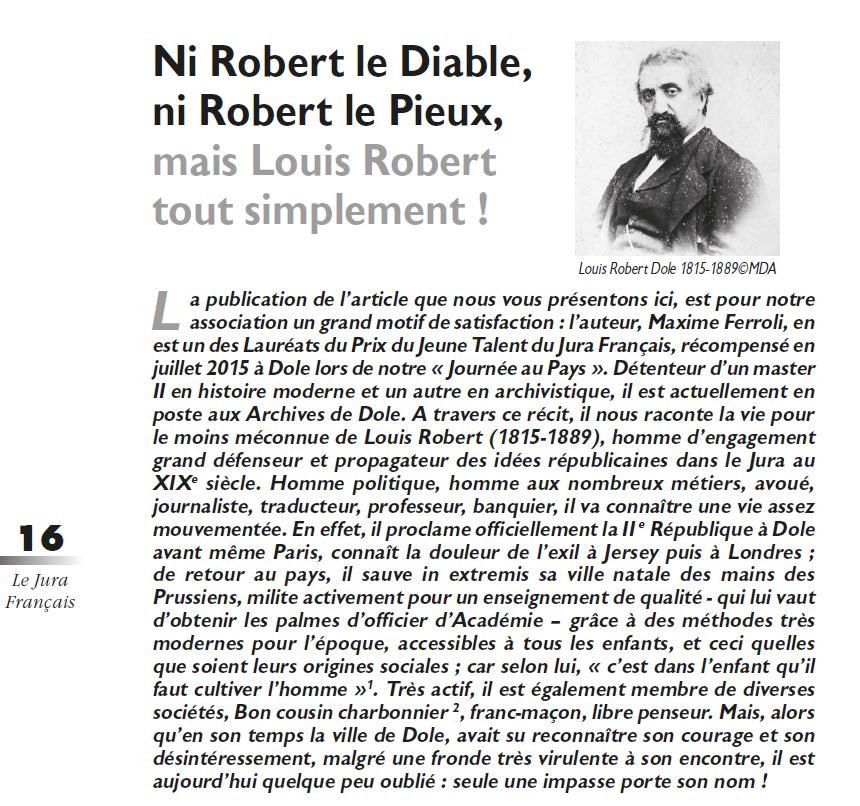 Le Jura Français Les hommes N 318 page 16