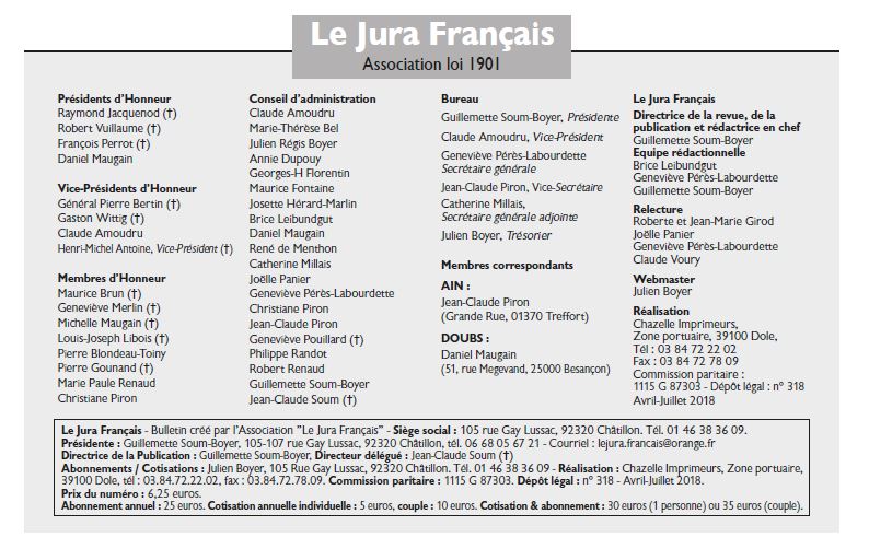 Le Jura Français Vie de l'association N 318 page 2