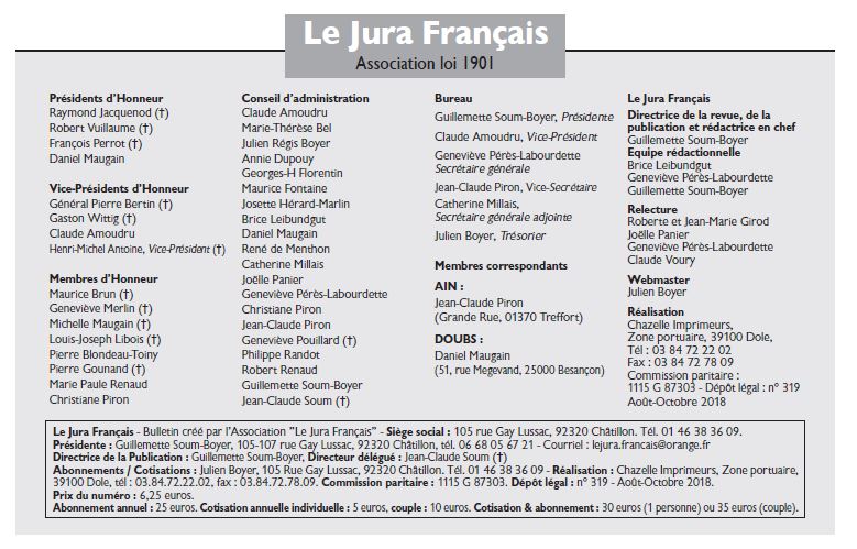 Le Jura Français Vie de l'association N 319 page 2-2