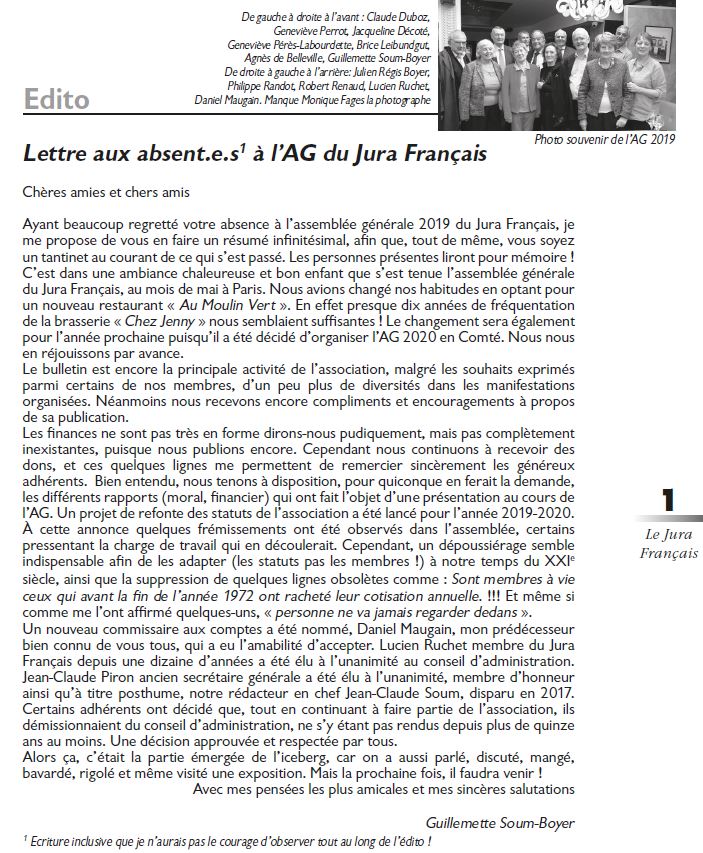 Le Jura Français Editorial N°322 page 1 Le Jura Francais Editorial N 322 page 1