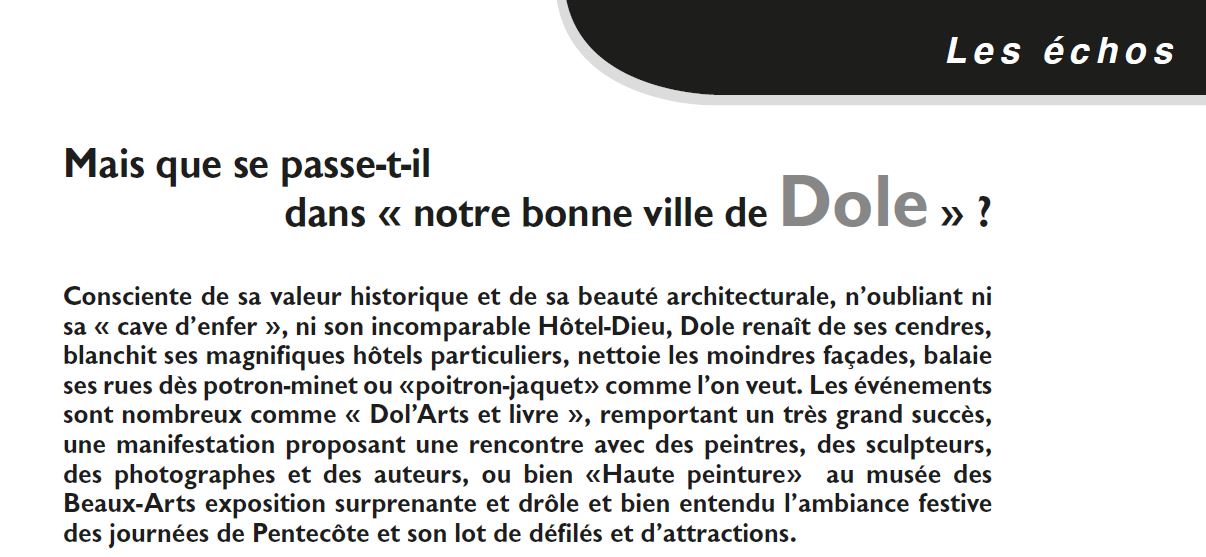 Le Jura Francais N 322 Echos page 31-32 notre bonne ville de Dole