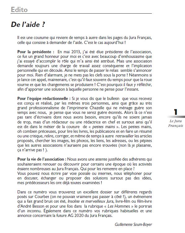 Le Jura Français Editorial N°323 page1 Le Jura Francais Editorial N 323 page1