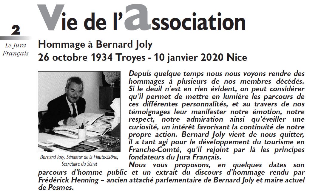 Le Jura Francais Vie de l'association N 325 page 2