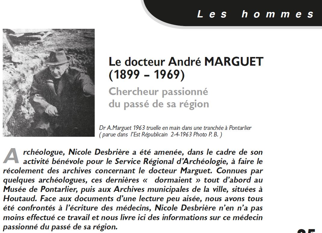 Le Jura Français Les hommes N°324 page 25 Le docteur André MARGUET (1899–1969) Le Jura Francais Les hommes N 324 page 25