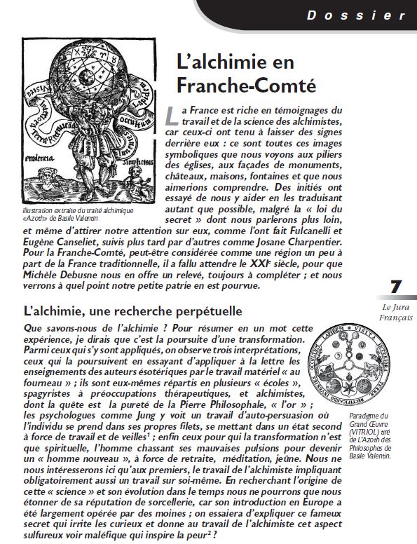 Le Jura Français Dossier N°326 page 7 L’alchimie en Franche-Comté