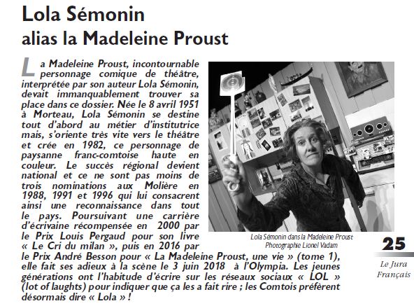 Le Jura Français Dossier N°327 page 25 Lola Sémonin alias la Madeleine Proust