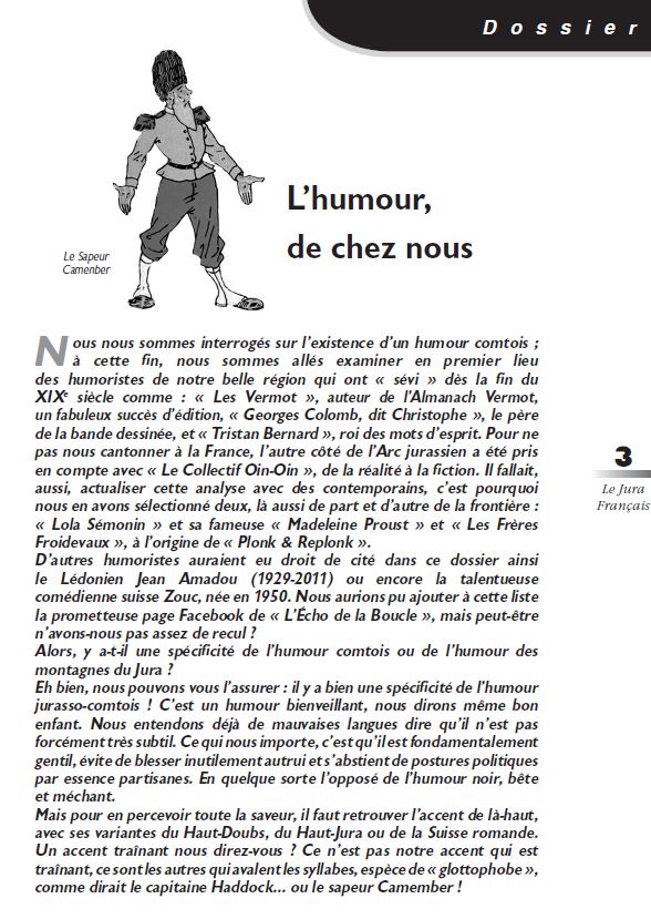 Le Jura Français Dossier N°327 page 3 L’humour, de chez nous