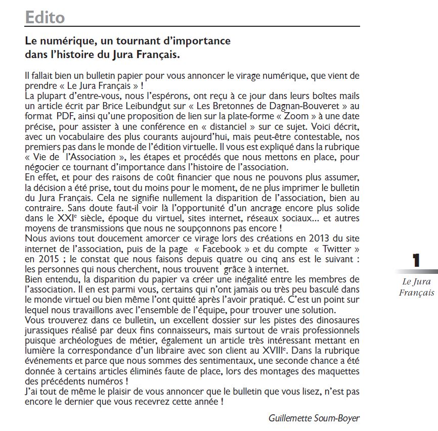 Le Jura Français Editorial N°328 page1