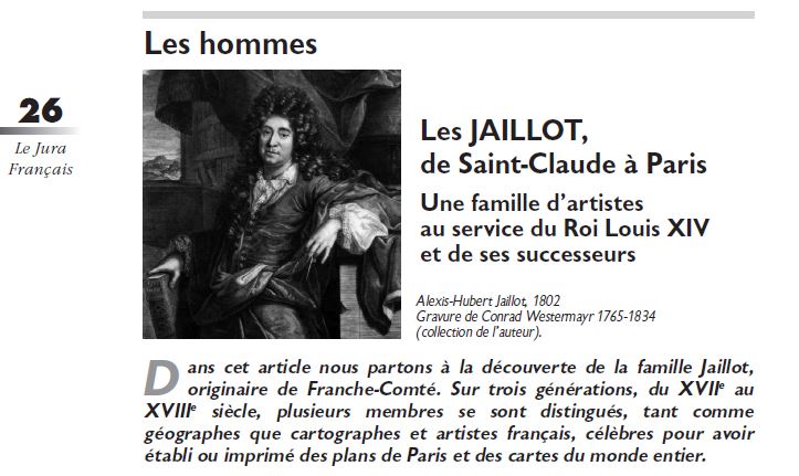 Le Jura Français Les hommes N°326 page 26 Les JAILLOT, de Saint-Claude à Paris