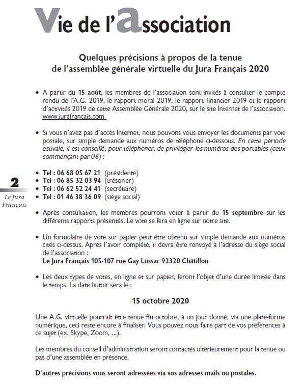 Le Jura Français Vie de l'association N°326 page 2