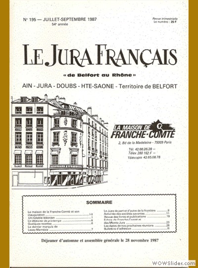 Le Jura Français N° 195 1987